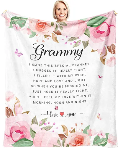 Manta de regalo Grammy de 60 x 50 pulgadas, regalos de Grammy para abuela, regalos de cumpleaños de Grammy, regalos para Grammy de nietos/nietos