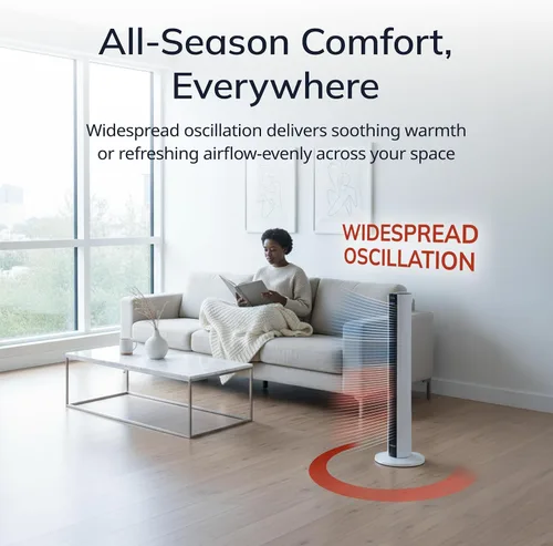 Miniatura 3 de Lasko Ventilador de torre oscilante para todas las estaciones y calentador de espacio en uno para el hogar con termostato ajustable, protección
