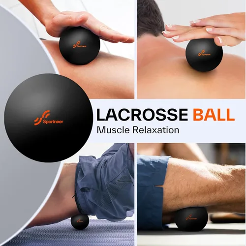 Miniatura 5 de Sportneer Juego de rodillos de espuma 4 en 1: rodillo de espuma de doble textura, rodillo de pie, bola de lacrosse, bola de masaje de tracción