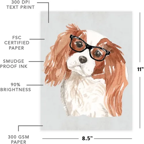 Miniatura 154 de Andaz Press Póster impreso para pared de perro, 8.5 x 11 pulgadas, Bulldog inglés con gafas negras, 1 paquete, regalo de cumpleaños de Navidad, sin