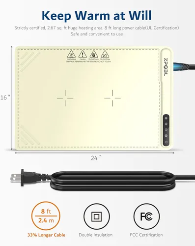 Miniatura 4 de Tapete de calentamiento para alimentos, bandeja eléctrica para calentar alimentos (24 x 16 pulgadas), calentamiento rápido de superficie completa