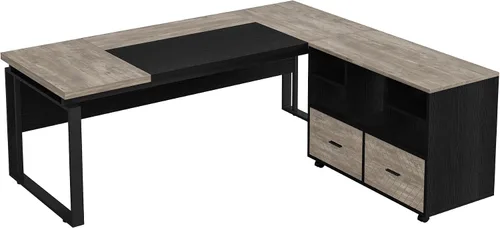 Miniatura 8 de Tribesigns Escritorio ejecutivo en forma de L con archivador reversible, escritorio de oficina de 63" con cajones de almacenamiento, escritorio