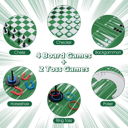 Miniatura 3 de Giantex Mesa de juego múltiple 12 en 1, mesas de juego combinadas de 48 pulgadas con futbolín, hockey, ping pong, piscina, ajedrez, bolos, damas