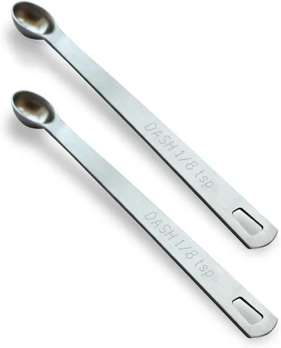 2 piezas 1/8 cucharadita (1/8 tsp, 0.625 ml, Dash) Cuchara de medición pequeña individual, pequeñas cucharas de medida de acero inoxidable solo