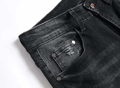 Miniatura 7 de XIMXIMMTIAN Jeans rectos de motociclista para hombre, desgastados, desgastados, ajustados, rectos