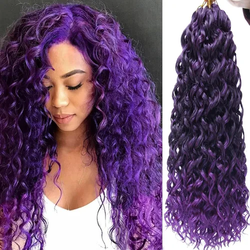 Miniatura 12 de 8 Paquetes de Cabello Rizado con Ganchillo GoGo, Cabello Rizado con Ganchillo para Mujeres Negras, Trenzado de Onda Profunda, Cabello Sintético