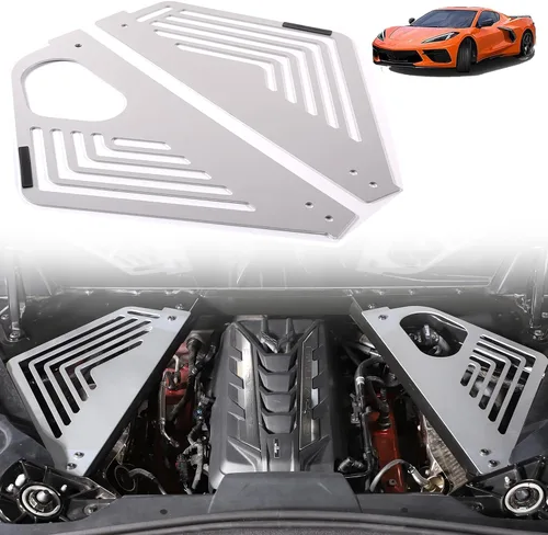 Miniatura 11 de Sekhyna Cubierta de panel de bahía del motor compatible con Chevrolet Corvette C8 Stingray 2020-2024 aleación de aluminio 2 piezas compartimento