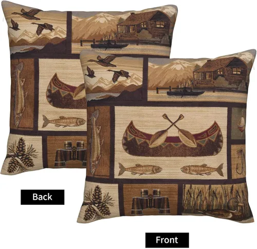 Miniatura 3 de Juego de 2 fundas de almohada cuadradas de 18x18 pulgadas, fundas de almohada decorativas retro negras estilo rústico para casa, sofá, fundas