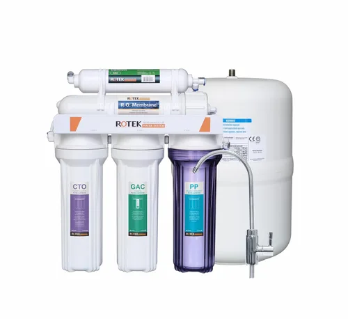 Rotek Water Systems Sistema de Filtración de Agua por Ósmosis Inversa, Sistema de Filtro de Agua RO de 5 Etapas Bajo Fregadero, Sin Bomba, Contiene