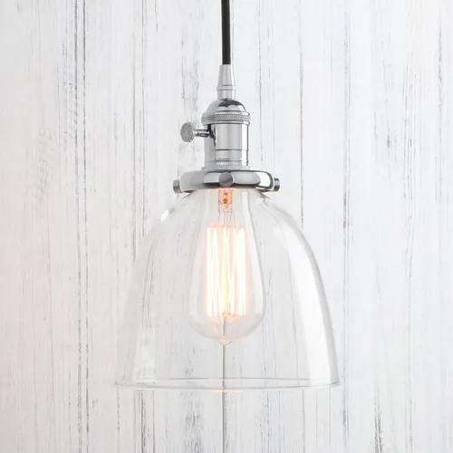Miniatura 18 de PERMO Moderno accesorio de iluminación colgante con globo de vidrio transparente redondo de 5.9 pulgadas, pantalla soplada a mano, lámpara