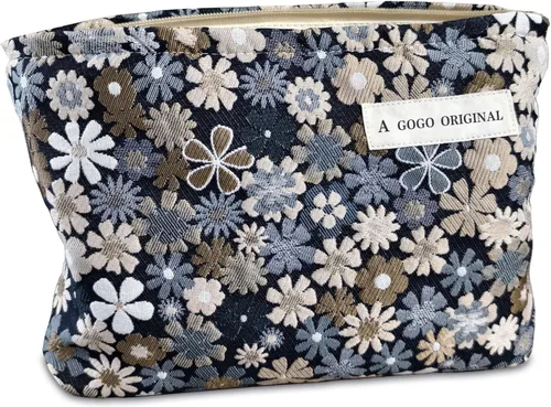 Miniatura 57 de STARDW Bolsa de maquillaje estética floral para mujeres y niñas, bolsa de aseo de viaje con cremallera de gran capacidad, bolsa organizadora
