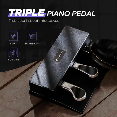 Miniatura 9 de Starfavor Piano digital con peso completo de 88 teclas, teclado de piano eléctrico para principiantes, altavoces duales de 30 W, acción de martillo