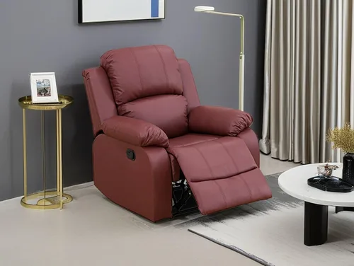 Miniatura 14 de Sofá reclinable manual moderno, sofá reclinable de cuero de 3 plazas, sofá reclinable de sala de estar, sofá con portavasos y mesa abatible