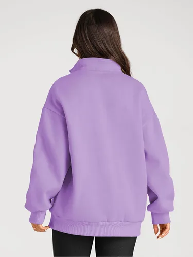 Miniatura 4 de Trendy Queen Womens Oversized Sweatshirts Hoodies Half Zip Pullover Fall Fashion Outfits 2024 Y2k Clothes