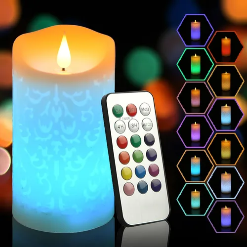 Miniatura 13 de Velas de té recargables sin llama con temporizador remoto y base de carga, velas LED que funcionan con pilas, velas USB para otoño, boda, Navidad