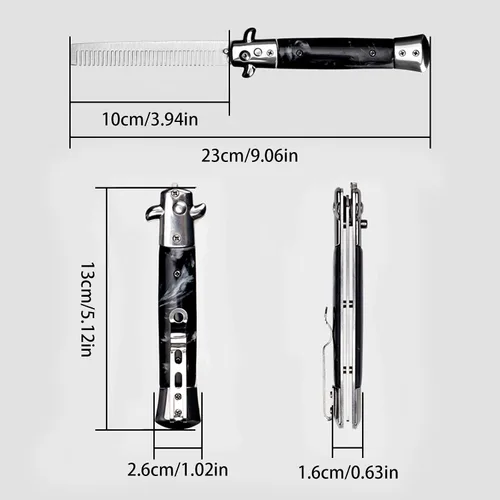 Miniatura 3 de Switchblade - Peine de bolsillo plegable, peine de barba de acero inoxidable para hombres, peines de bigote de dientes finos diseñados para Negro