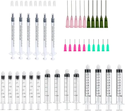Miniatura 15 de Juego de jeringas aplicadoras dispensadoras, 5 jeringas dispensadoras de 10 ml con agujas dispensadoras y tapas para manualidades de quilling