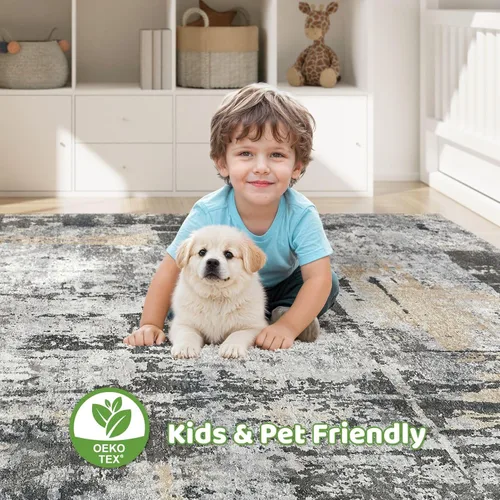 Miniatura 50 de Alfombra de pasillo lavable para cocina: 3 x 10 pies, antideslizante, abstracto, suave, moderno, resistente a las manchas, para interiores, piso
