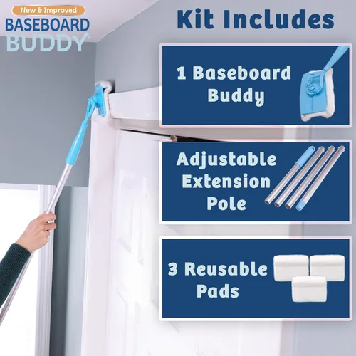 Miniatura 2 de Baseboard Buddy Esencial ligero para la limpieza del hogar, perfecto para zócalos, molduras y paredes, desliza y limpia atrapando y bloqueando