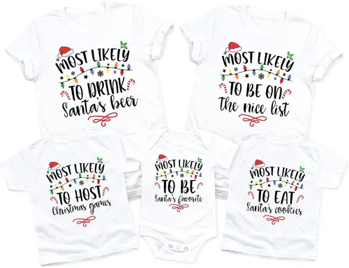 Miniatura 2 de Most Likely to Christmas Shirts - Family Matching Christmas Shirts - Funny Holiday Graphic T-Shirt for Men & Women Black
