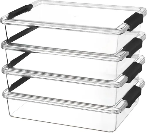 Vtopmart Contenedores de almacenamiento de plástico de 6 cuartos con tapas, contenedores sensoriales transparentes, organizadores y almacenamiento