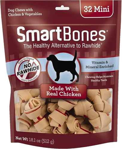 Miniatura 17 de SmartBones Mini masticables con mantequilla de maní real, 24 unidades, masticables sin piel cruda para perros (el embalaje puede variar)