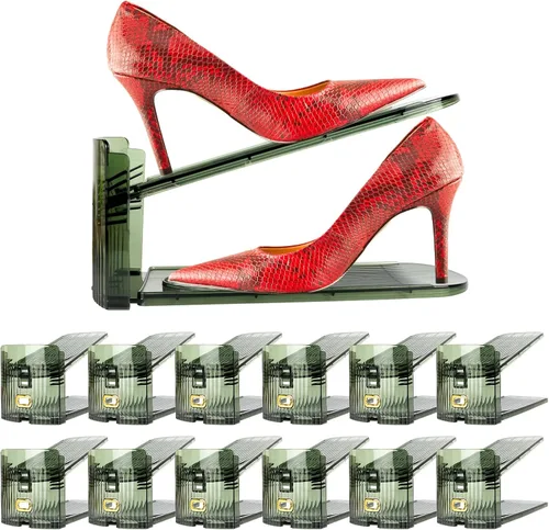 Miniatura 18 de Yes!Fresh Organizador de ranuras para zapatos, apilador de zapatos estilo boutique para un par de zapatos, zapatero separable para organización