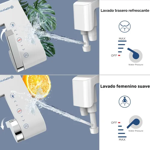 Miniatura 2 de HOPOPRO - Accesorio de bidé para inodoro, bidé no eléctrico ultradelgado con boquilla doble (lavado femenino/posterior), rociador de bidé de agua