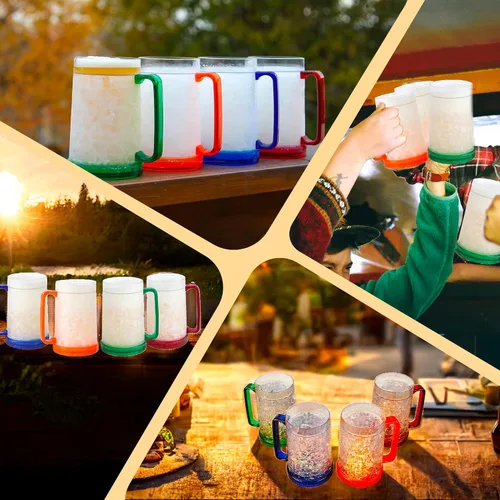 Miniatura 7 de Lily's Home Juego de 4 tazas acrílicas rellenas de gel de doble pared de 16 onzas, ideales como vasos de moda antigua en barbacoas y fiestas