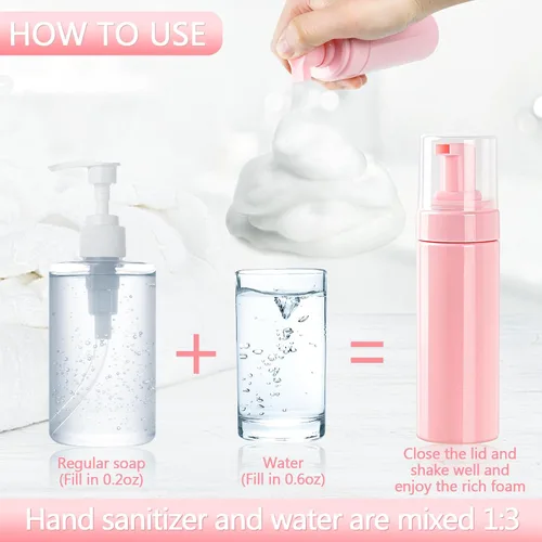 Miniatura 3 de Botella de espuma vacía rosa de 5.1 oz/5.1 fl oz, botella de espuma de viaje para jabón, champú, botella dispensadora de espuma de limpieza