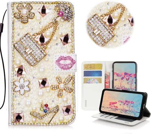 Miniatura 2 de Bling - Funda tipo cartera para teléfono compatible con Samsung Galaxy Z Fold 2 5G, elegante, 3D, hecha a mano, diseño floral, soporte magnético