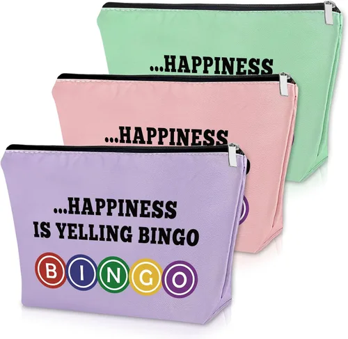 Miniatura 13 de Sazuwu Bolsa de maquillaje de regalo para amantes del bingo, Negro & Rosado
