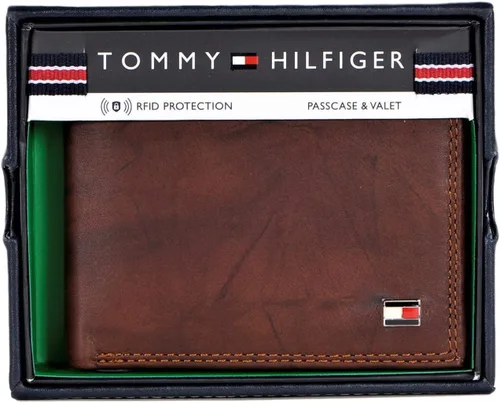 Miniatura 31 de Tommy Hilfiger Cartera de piel auténtica para hombre con ventana de identificación y múltiples ranuras para tarjetas