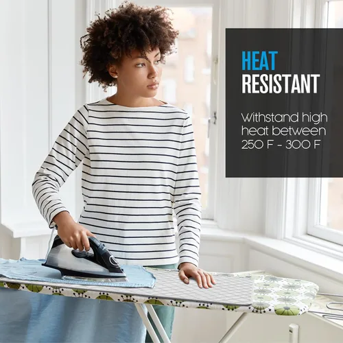 Miniatura 7 de Houseables, funda para planchar, esterilla magnética para lavado, de 32 1/2 x 17 pulgadas, gris, tipo acolchada, funda resistente al calor, a
