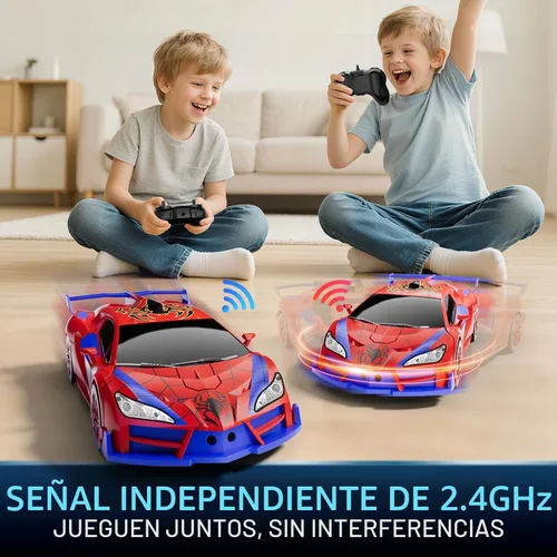 Miniatura 4 de Qumcou Juguetes de araña para niños de 4 a 6 años, auto de control remoto, juguetes de superhéroes transformables con un botón, autos RC de 2.4 GHz