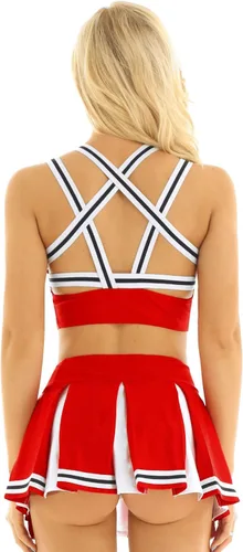 Miniatura 4 de Nikiikoo - Disfraz de animadora para mujer, con minifalda plisada, uniforme de animadora, ropa de baile