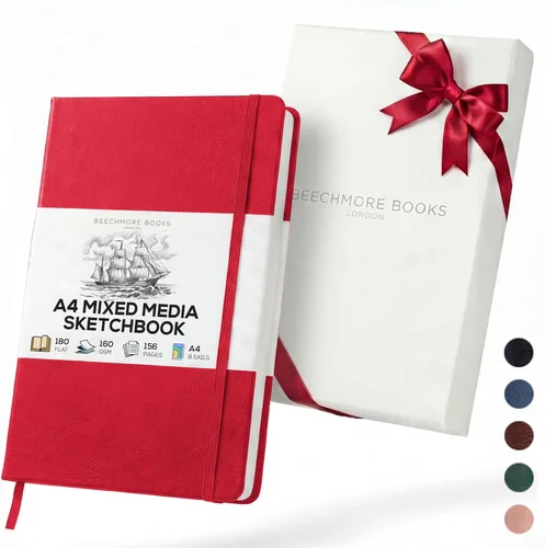 Miniatura 12 de BEECHMORE BOOKS Sketch Book, A4 8.5 x 11.5 inch Blank Sketchbook for Drawing, Paint and Draw, 156 Pages Thick Paper 160gsm, Hardcover Leather Art