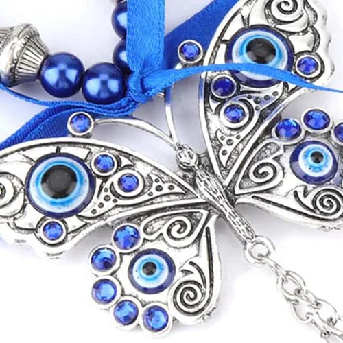 Miniatura 8 de Colgante de pared de cristal turco contra el mal de ojo, adorno azul de 6.69 pulgadas, amuleto de buena suerte, decoración de automóvil para oficina