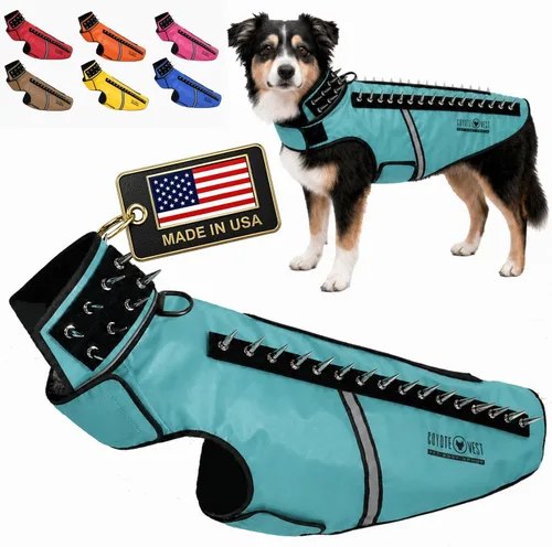Miniatura 27 de CoyoteVest SpikeVest - Chaleco de arnés para perro, accesorios reflectantes para perros con púas para proteger a tu mascota de ataques de Raptor
