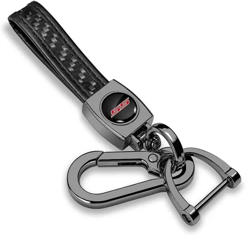 iPick Image Para Chevrolet Camaro SS Real Negro Fibra de Carbono Correa Gancho Llavero Llavero, Con licencia oficial