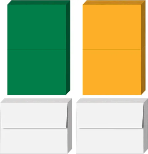 Tarjetas de Navidad en blanco 2026 – 25 tarjetas verdes y 25 doradas de 5 x 7 pulgadas, 50 sobres blancos – Ideal para saludos de Navidad,