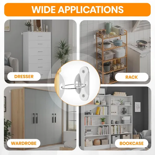 Miniatura 5 de Anclajes para muebles a prueba de bebés (paquete de 10) Anclajes de muebles anti punta que aseguran 400 libras, correas de anclaje de pared