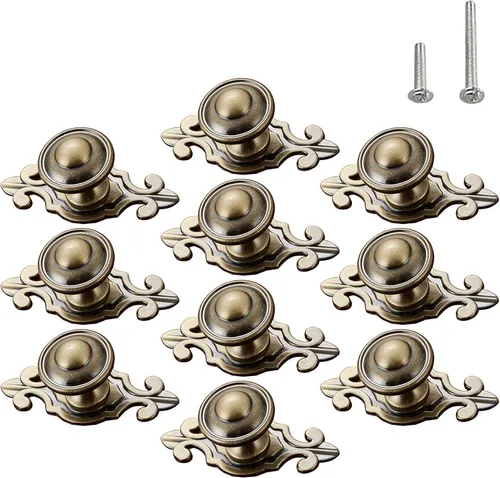 Miniatura 13 de HUAMULAN Paquete de 10 Pomos de Cerámica Retro, Tiradores Vintage para Cómoda Cocina con Pétalos para Gabinete, Base de Aleación de Zinc, Placa