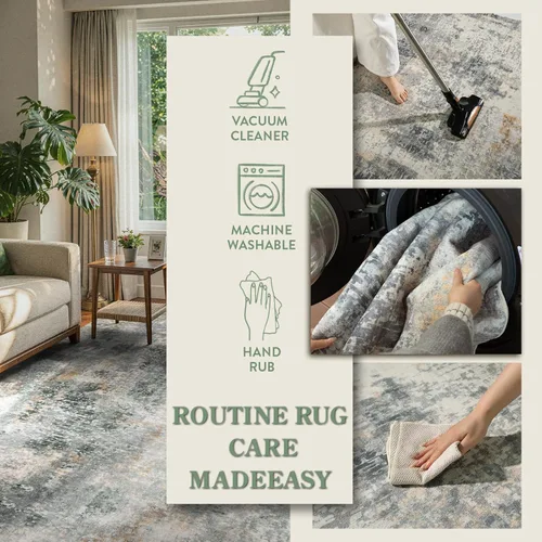 Miniatura 6 de Lahome Alfombras lavables de 5 x 7 pies para sala de estar, alfombra moderna gris neutra y abstracta para dormitorio, antideslizante, alfombra