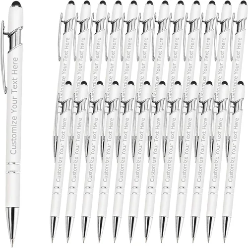 24 bolígrafos personalizados a granel con punta de lápiz capacitivo, bolígrafos personalizados con mensaje de logotipo y nombre, ideas de regalo