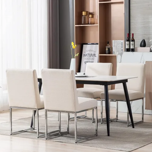 Miniatura 10 de BESTANO Sillas De Comedor - Juego de 2 sillas de comedor modernas negras tapizadas de piel sintética para cocina y comedor con marco de metal negro