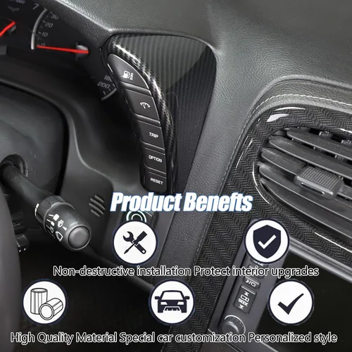 Miniatura 3 de Cubierta de botón para salpicadero compatible con Chevy Corvette C6 2005-2013, cubierta de bisel del velocímetro, marco interior de accesorios