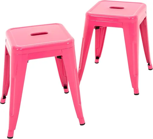 Miniatura 34 de Brage Living Juego de 4 taburetes industriales de metal de 18 pulgadas, taburetes apilables para aula, sillas de comedor de metal sin espalda
