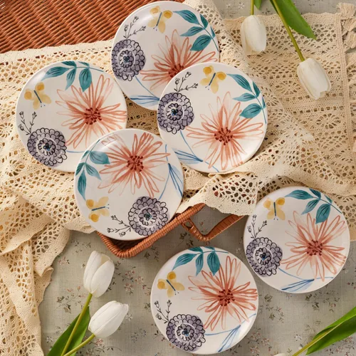Miniatura 4 de Bico Blossom Symphony - Juego de 6 platos pequeños de 6 pulgadas de cerámica para aperitivos, postres, para bocadillos, ensaladas, decoración