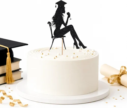 Graduation Decorations 2026, Pack of 1, Glitter Graduation Cake Decorations, Graduation Cake Decorations 2026, Class of 2026 Cake Decorations, Grad
